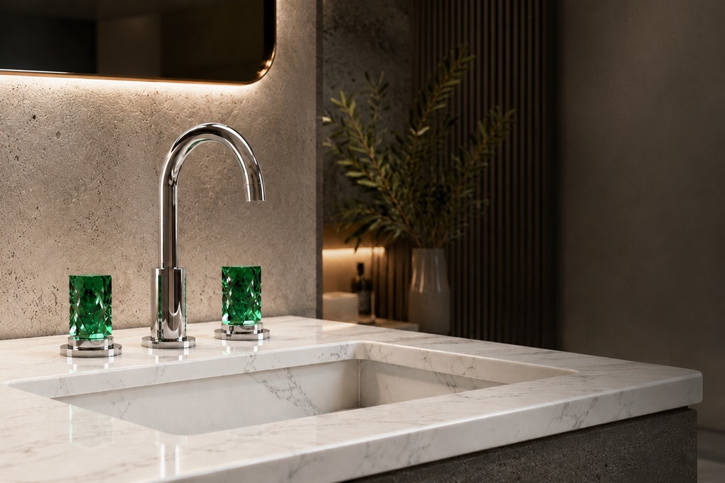 Fontana Twin Elysia Chrome Thermostatic Bathroom Faucet